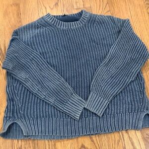Blue Ribbed Knit Sweater